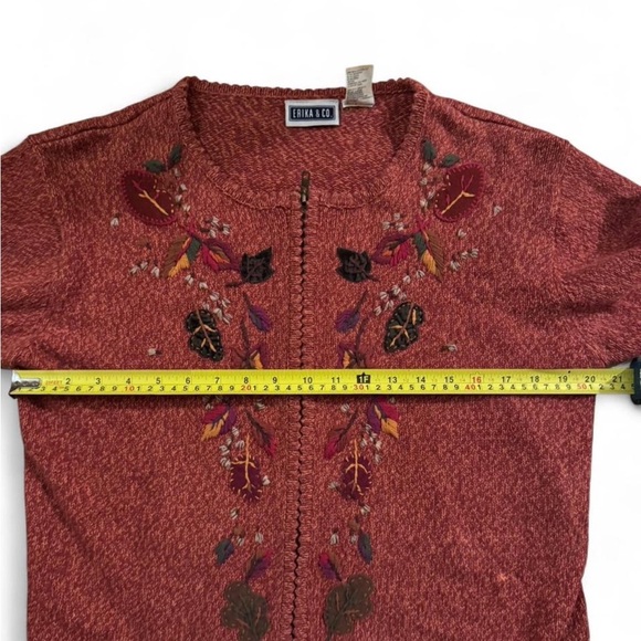 Erika & Co Vintage Autumn Embroidery Zip Up Sweater - Picture 4 of 7